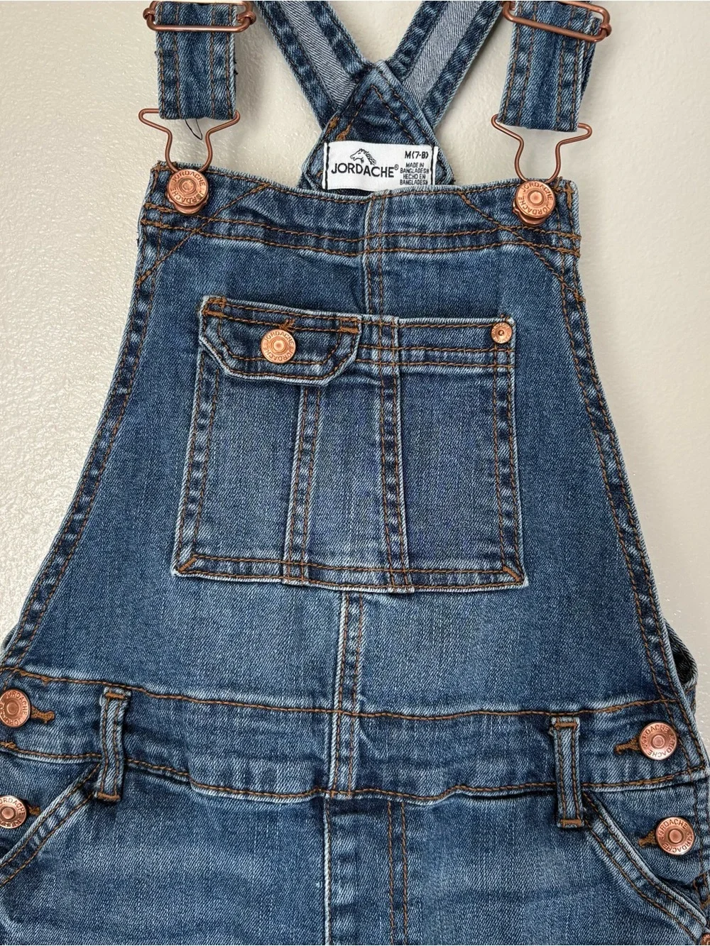 Jordache Dark Blue Denim Short Overalls with Rolled Cuffs